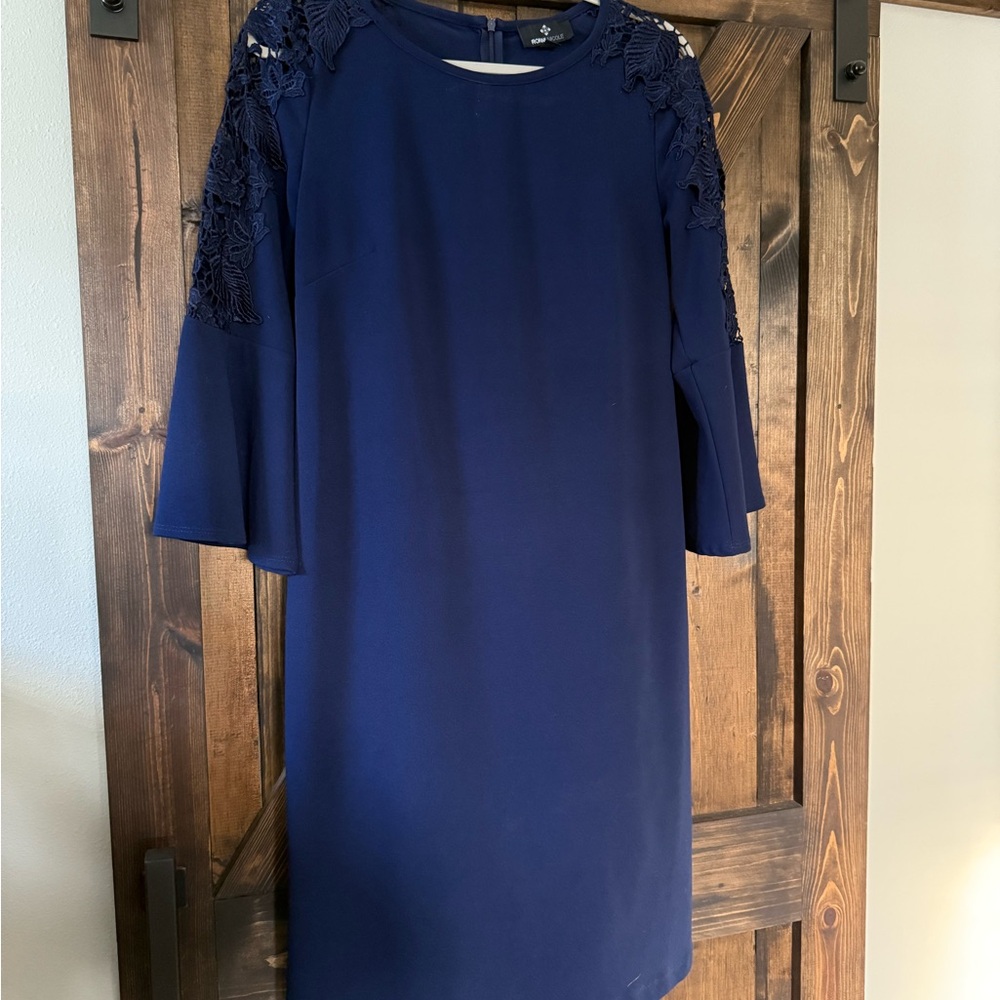 Ronni Nicole Navy Dress with Lace Accents